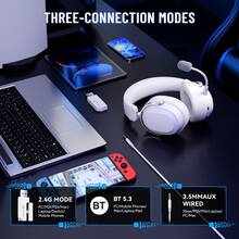 L30PRO 无线游戏耳机,7.1环绕立体声,50mm驱动单元,20ms低延迟,可拆卸降噪麦克风,铝合金框架,三模连接,头戴式耳机 - 查看 4