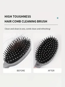 Reusable Dual-Function Hairbrush Cleaner, With Orange/Black/White Bristles, Ergonomic Handle, Portable, Stylish Design, Made Of Plastic, Air Cushion And Crevice Cleaning, Suitable For Bathroom - Multiple Styles - View 4