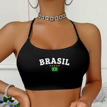 Top Fitness Brazil Copa 2026 Backless Strong Adjustable Straps Delicate Stitching Gym - 黑色 - 查看 5