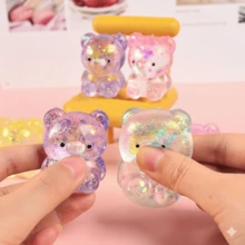 1个可爱闪光泰迪熊毛绒玩具：随机尺寸（S/M/L）和颜色，舒缓焦虑的柔软玩具，非常适合儿童生日礼物袋、课堂奖励和感官游戏。 - NNL01 - 查看 5