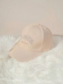 1pc Unisex Kids Embroidered Letter LOS ANGELES Y2K Style Breathable Baseball Cap, Versatile For Outdoor Casual Wear, Suitable For Spring & Autumn - Beige - View 2
