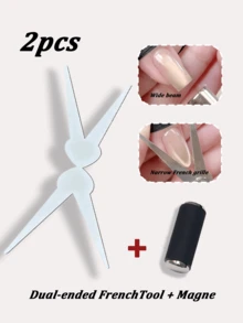 3件套Y型猫眼磁性贴片，可拼出心形和爪印形状，Y型磁性美甲工具，美甲用品，返校季必备，适用于美甲贴纸 - 彩色 - 查看 9