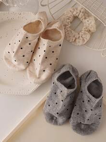 4 Pairs Women's Japanese Style Polka Dot Boat Socks, Invisible Non-Slip Breathable Summer Shallow Boat Socks - Invisible Socks - View 6