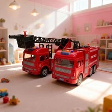 玩具，儿童玩具，玩具车，消防车，救援车，玩具消防车，惯性动力推拉式，带灯光和音乐，儿童消防车，红色，节日礼物，生日礼物，儿童游戏，圣诞节，万圣节，节日玩具，男孩礼物 - 彩色 - 查看 12