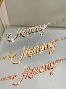 Dây chuyền khắc chữ theo yêu cầu, mặt dây chuyền phong cách Hip-Hop cá nhân hóa dành cho nữ, dây chuyền nylon có mặt dây chuyền, trang sức khắc chữ theo yêu cầu, món quà hoàn hảo cho các cặp đôi, bạn bè và cha mẹ, thời trang bạc, thời trang mùa thu, giản dị và tối giản, tối giản, trung tính, tùy chỉnh thời trang, cá nhân hóa, độc đáo, món quà lý tưởng cho bạn gái, mẹ, thành viên gia đình, quà tặng Ngày của Mẹ - Dây chuyền đính kim cương toàn phần kiểu 6 - Xem 5