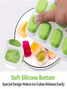 1pc Silicone Ice Cube Tray, Easy Release & Flexible, 14 Grids, Leak-Proof, Removable Lid, Stackable, Kitchen Tool - Multicolor - View 7