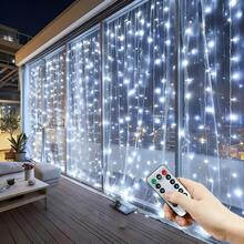 USB Powered Outdoor String Lights, Holiday Wreath Fairy Lights, Room Curtain Lights, Camping Decor Lights, Patio Decor, Birthday Gift, Date Night Decor, Remote Control Curtain Lights, Family Gathering Decor Lights, 4 Light Colors, Yard Decor, 8 Lighting Modes Wedding Party Romantic Atmosphere Decoration Lights, Wall Decor, Christmas & Halloween Decor - USB Curtain Light String - View 6