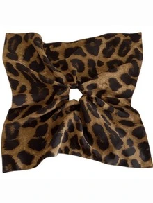 1pc Chic Leopard Print Scrunchie, Versatile Hair Tie, Elegant Ponytail Holder, Hair Accessories - Multicolor - View 6