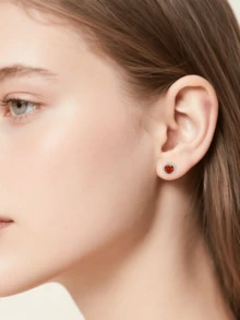 1 Pair S925 Sterling Silver Black & White Diamond CZ Stud Earrings, Sparkling Cubic Zirconia Personalized Earrings - Multicolor - View 3