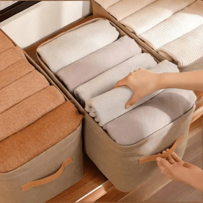 Thickened Fabric Storage Box, Clothes & Pants Basket, Dorm Miscellaneous Storage Box, Laundry Basket, Storage Box, Organizer Box, Wardrobe Storage Box, Drawer Storage Box, Dressing Room Storage Box