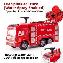 玩具，儿童玩具，玩具车，消防车，救援车，玩具消防车，惯性动力推拉式，带灯光和音乐，儿童消防车，红色，节日礼物，生日礼物，儿童游戏，圣诞节，万圣节，节日玩具，男孩礼物 - 彩色 - 查看 7