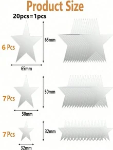 20片星形亚克力镜面墙贴，3种尺寸，带背胶，3D立体墙贴，适用于婴儿房、儿童房和家居DIY装饰（银色星星） - 五角星 - 查看 11