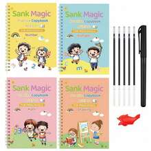 4pcs Children's Pencil Control & Intelligence Training Books, Montessori Educational Tools, Children's English Practice Copybooks, Grooved Magic Copybooks, Reusable Pencil Control Training Books, Preschool Handwriting Practice Books - Multicolor - View 9
