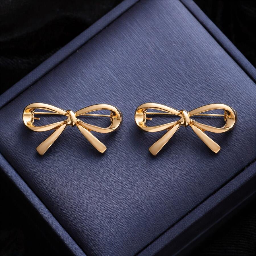 Ghim cài áo hình bướm rỗng tối giản, bộ 2 ghim cài áo rỗng thanh lịch dành cho bạn thân của Niche Fashion (không kèm hộp quà). - Vàng - Xem 1