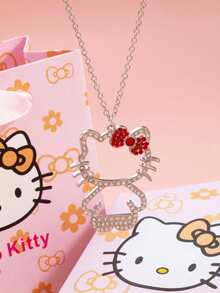 SANRIO 1 chiếc dây chuyền mặt hình mèo dễ thương với nơ đỏ, thích hợp làm quà tặng cho bạn gái hoặc quà sinh nhật (không kèm hộp quà). - Nhiều màu - Xem 5