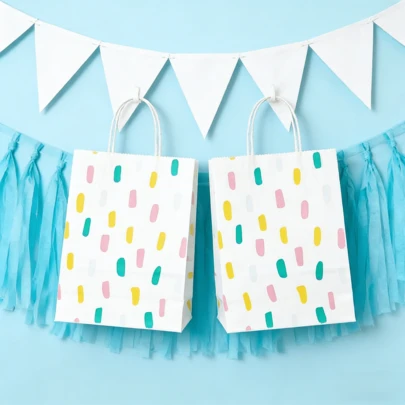 10pcs Soft Color Confetti Paper Gift Bags, Suitable For Party Favors, Candies And Small Gifts, Great For Birthday, Easter And Party