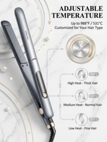 Máy duỗi tóc đa năng SOKANY bằng gốm, máy uốn và duỗi tóc. Sử dụng được cả khô và ướt, chức năng 3 trong 1, có thể uốn và duỗi tóc, nhiệt độ điều chỉnh lên đến 950°F, màn hình LED, làm nóng nhanh, đầu xoay 360°, thích hợp sử dụng tại nhà và salon. - Phích cắm loại F của EU (220-240V) - Xem 5