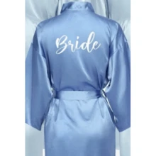 一件镀金字母睡袍，新娘及伴娘字母睡袍，婚礼派对准备服，婚礼仪式及宴会配饰，女士春夏伴娘睡衣，新娘派对刺绣睡袍，新娘睡袍，婚礼派对，婚礼用品，户外婚礼节日派对用品，浴室装饰，返校季 - 淺藍色新娘 - 查看 12