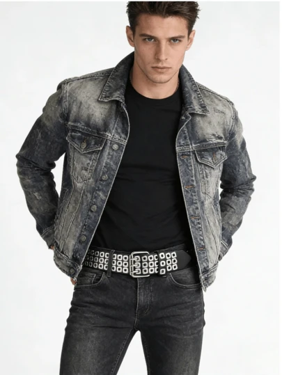 1pc Metal Rivet Decorated Men's Belt, Triple Buckle Design, Casual Streetwear Punk Style Accessory