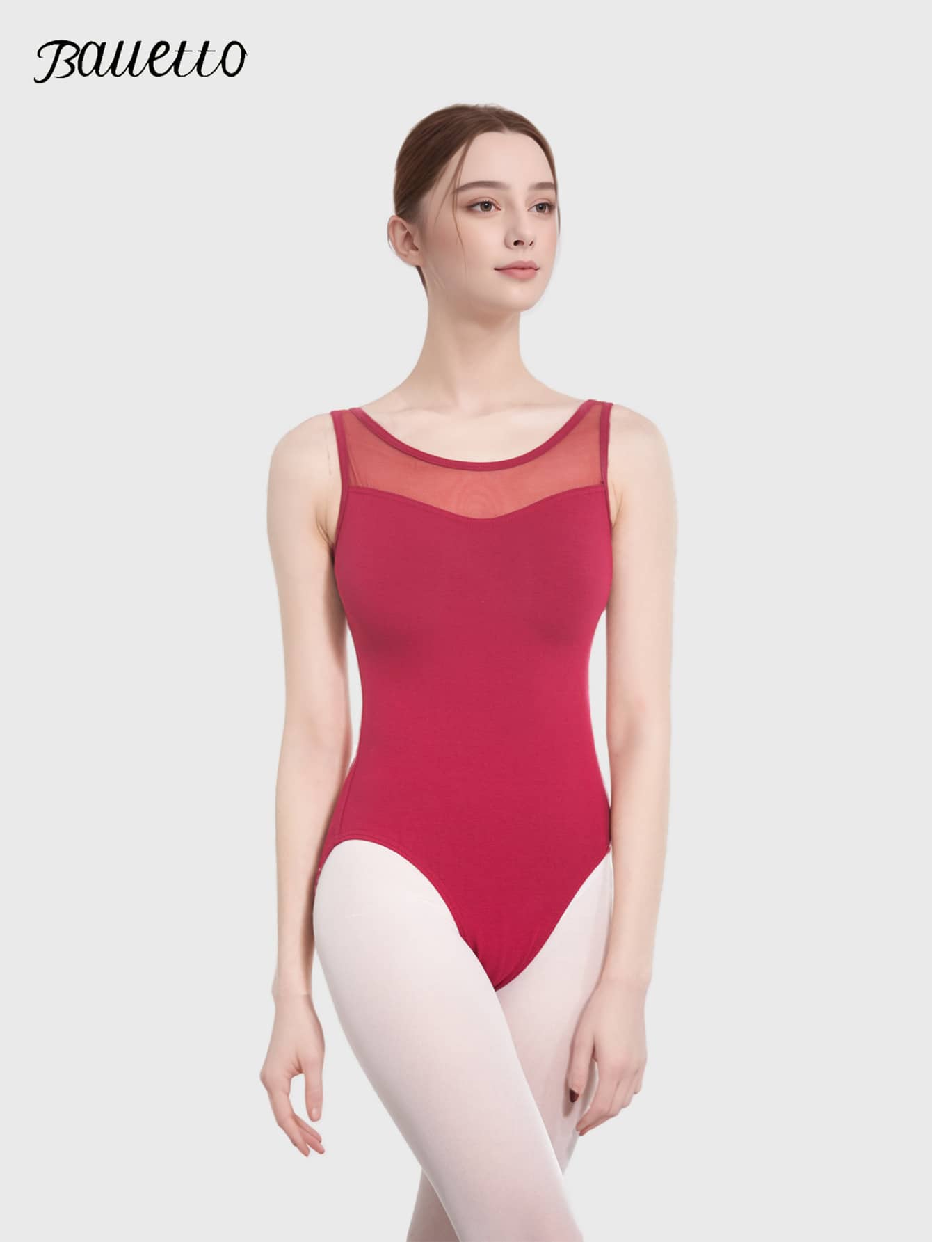 balletto Áo liền quần ba lê dành cho người lớn, áo liền quần thể dục dụng cụ ôm sát, đồng phục khiêu vũ không tay dùng cho buổi thử giọng, áo liền quần ôm sát cơ bản dành cho nữ. - Màu Đỏ Sâu - Xem 1