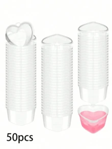 50/25/5pcs Heart-Shaped Disposable Plastic Cups With Leak-Proof Lids, Suitable For Cream Cups, Jelly Cups, Small Condiment Containers, Wine Glasses, Dipping Sauce Cups, Salad Dressing Containers, Pudding Cups, Condiment Containers, Transparent Food Cups, DIY Liquid Balls, Soft Clay, Valentine's Day Party, Mother's Day Gifts, Gifts, Bridal Shower - Multicolor - View 11