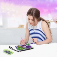 1pc Diamond Painting Clutch Bag, Succulent Plant Pattern, Partial Mosaic Handcraft, Artistic Wallet, PU Leather Diamond Painting Clutch Bag Suitable For Daily Use, Travel And Gift - View 7