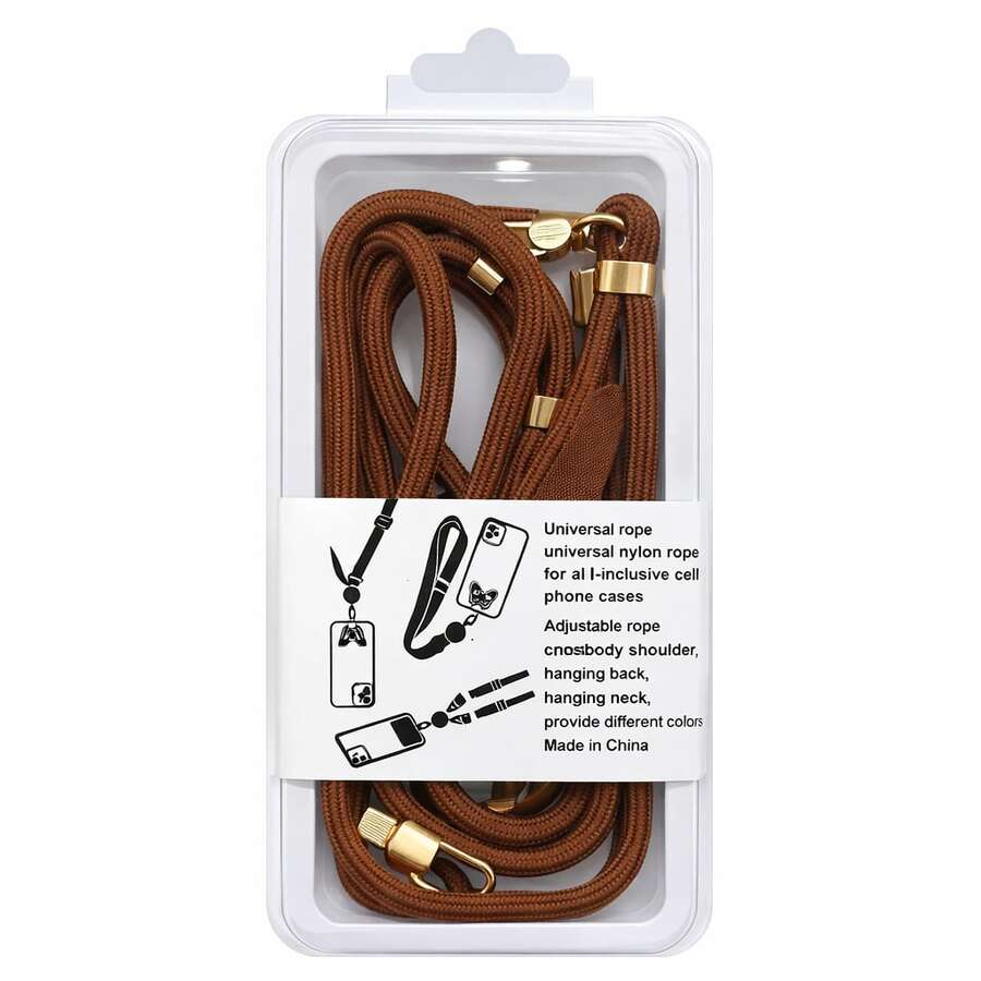 Double Lanyard Kit For Cell Phone - Handheld And Neck - 2 In 1 Adjustable Crossbody Anti-Loss - Rust Brown - View 1