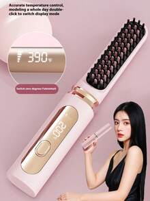 4000mAh Wireless Multifunctional Electric Hair Straightener & Curler, Portable Negative Ion Hair Straightening & Curling Brush, Home Styling - Multicolor - View 11