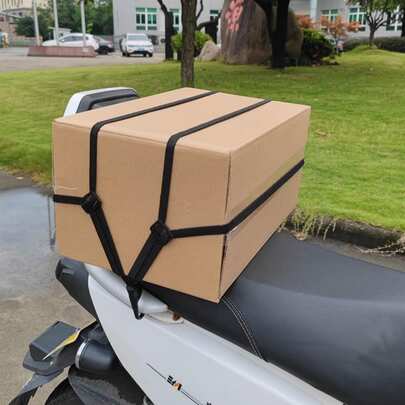 60/90cm Motorcycle Helmet Strap, Adjustable Black Mesh Elastic Band Suitable For Luggage, Helmet, Motorcycle Binding Elastic Rope