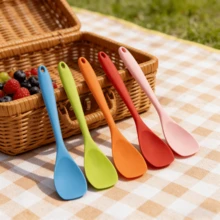 [2/4/6 piezas] Juego de espátulas de silicona suave, espátula multiusos para cocinar, rasqueta, utensilios de cocina resistentes al calor para sartenes antiadherentes, diseño sin costuras, apto para lavavajillas (azul/naranja/rojo/rosa/verde) - Ver 5