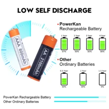 POWERKAN AA/AAA电池充电套装：4槽独立高速USB充电器+1.2V可充电电池（4节AA电池+4节AAA电池），家用电子产品必备套装，即买即用 - 是 - 查看 4
