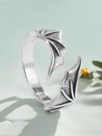 1 chiếc nhẫn hình cánh dơi cổ điển bằng bạc Sterling S925, quà tặng trang sức phù hợp cho trang phục Halloween.