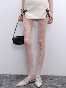 Hot Girl Pure Desire Black Stockings, Hollow Out Fishnet Stockings, Y2K Pantyhose - Multicolor - View 2