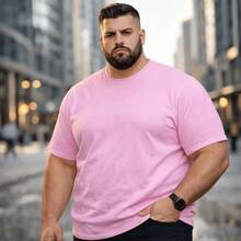 Men's Plus Size Plain T-Shirt 100% Cotton - Baby Pink - View 1