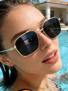 1pc Fashion High-End Double-Bridge Square Driving Fashion Glasses For Women - Multicolor - View 2