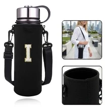 1个550-1500毫升运动水壶保温袋，带肩带和可调节水壶套，并绣有A-Z字母。 - 黑色 - 查看 64