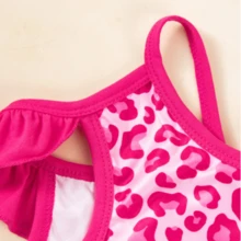 时尚夏季蕾丝吊带豹纹连衣裙，两腿连衣裙，泰迪狗连衣裙，小型犬和幼犬吊带连衣裙 - 玫紅色 - 查看 9