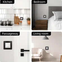 1 pieza/2 piezas/4 piezas Panel de interruptor cuadrado acrílico minimalista de 8.6 cm, cubierta protectora de interruptor negro, adhesivo de pared adecuado para decoración de interruptores de dormitorio, sala de estar, cocina - A - Ver 13