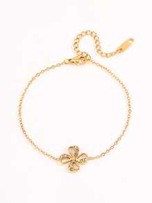 1 件装 - 高端不锈钢镂空四叶草手链 | 闪耀锆石纹理 | 不易褪色 | 百搭单品，提升您的时尚品味 - 金色 - 查看 5