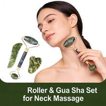 1/2/3/4件套玉石滚轮刮痧面部按摩工具，适用于面部和颈部，情人节和母亲节礼物，面部护理美容工具，美容师用品面部按摩滚轮 - 彩色 - 查看 6