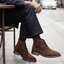 Men's Desert Boots, Classic Retro Derby Boots, Wear-Resistant Anti-Slip Casual Ankle Boots - Camel - View 2