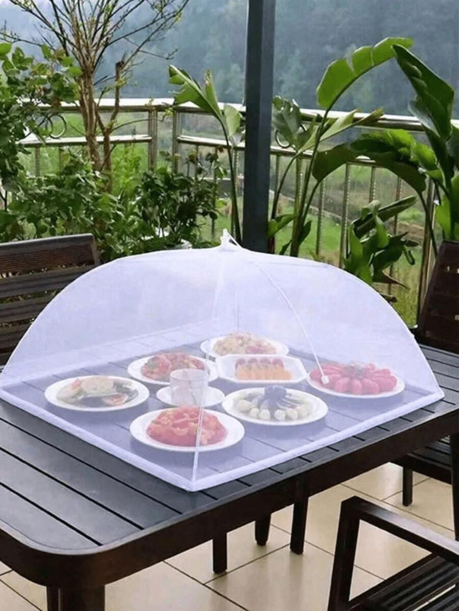 1pc Food Cover, Foldable Dining Table Food Cover, Dustproof And Fly Proof Household Vegetable Cover Umbrella, Rectangular Mosquito Proof Kitchen Cover - Multicolor - View 1