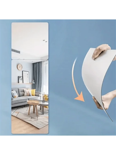 4片/8包装自粘墙镜贴纸，全身更衣室风格，现代家居和宿舍装饰，易于安装在客厅和卧室，贴纸，墙贴，乙烯基贴纸，家居装饰，春季装饰，焕新家居，Rama装饰贴纸礼物，生日毕业镜面墙饰，房间装饰镜，浴室装饰，客厅装饰