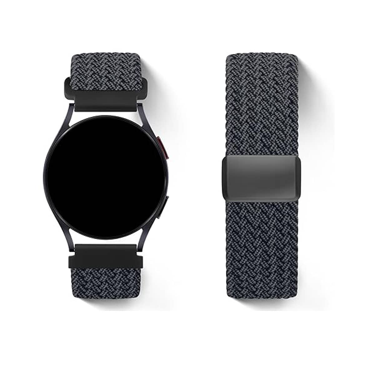 Correa de reloj inteligente magnética tejida de 18 mm/20 mm/22 mm con liberación rápida, compatible con Galaxy Watch 7/4/5/6 de 40 mm/44 mm/6 Classic de 43 mm/47 mm/Active 2/Gear S3 Classic/HW Watch GT5/GT4 de 41 mm/46 mm/GT2/GT 3 de 42 mm/46 mm/HW Watch 4 Pro/GT 5 Pro, correa elástica ajustable de nailon para Fenix 7/6/5/Forerunner 945/645/255/265/Venu/Vivomove 3s, compatible con Apple Watch de 38/40/41/42/44/45/49 mm, compatible con Apple Watch Ultra/SE/11/10/9/8/7/6/5/4/3/2/1 - negro grafito - Ver 1