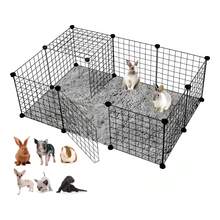 CASALIVA Valla para Mascotas con Puerta,12 Piezas Bricolaje Corral para Mascotas de Metal,Parque para Mascotas,Corral para Mascotas para Animales Pequeños,Jaula Modular,Conejos Gatito,Cachorro,Hámsters - Negro - Ver 1