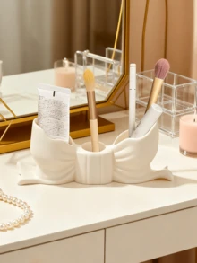 1 pieza Soporte de bolígrafo con forma de lazo adorable - Organizador de escritorio para brochas de maquillaje y útiles de oficina, elegante almacenamiento de brochas de maquillaje, perfecto para diseños decorativos creativos para niñas, estudiantes (consulte la tabla de tallas antes de comprar) - multicolor - Ver 6