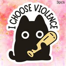 黑猫手持棒球棒，黄色文字，反紫猫图案，防水乙烯基贴纸 - 耐用哑光表面，自粘式保险杠贴纸，适用于汽车、窗户、笔记本电脑、卡车、瓶子 - 多用途耐用设计，汽车贴花 - 乙烯基 - 查看 13