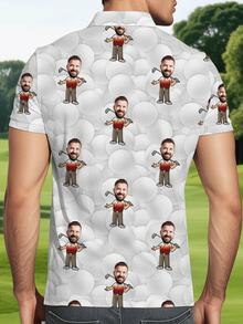Personalized Men's Polo Shirt With Face Print, Customized Photo Short Sleeve Golf Shirt, Unique Gift For Boyfriend Husband Father, Anniversary Gift - Multicolor - View 2