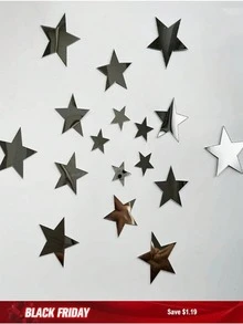 20片星形亚克力镜面墙贴，3种尺寸，带背胶，3D立体墙贴，适用于婴儿房、儿童房和家居DIY装饰（银色星星） - 五角星 - 查看 1
