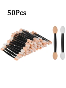 100/50支双头海绵眼影刷，眉妆工具，迷你化妆刷，旅行必备，情人节礼物 - 彩色 - 查看 10